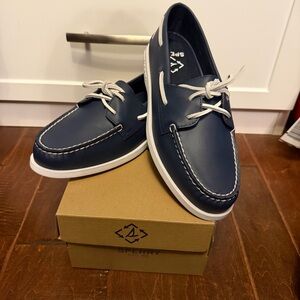 Sperry Women's Navy Boat Shoes with White Accents
